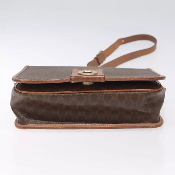 CELINE Macadam Canvas Shoulder Bag PVC Leather Brown Gold Auth KD054 - Picture 7 of 16